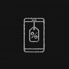 Poster - Online shopping. Phone with badge sketch vector icon
