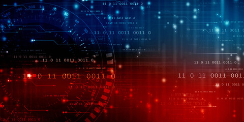 Poster - 2d illustration abstract digital binary data on computer screen