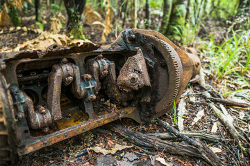 Mining relics at the historical mining trail of Main Range Track and Collins Drive Circuit, New Zealand