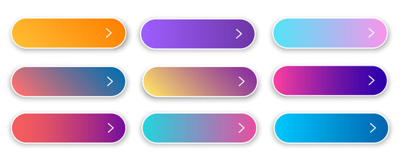 Poster - web buttons flat design template with color gradient and thin line outline style. vector isolated re