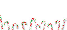 Christmas White, Red, Green Candy Canes Frame With Space For Text.