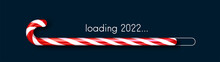 Candy Cane Christmas Loading 2022 Bar On Black Background.