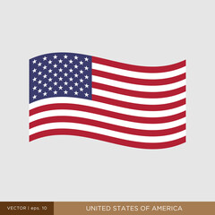 Wall Mural - Waving flag of United States of America vector illustration design template.