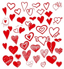 Sticker - Vector hearts set - happy valentines day background