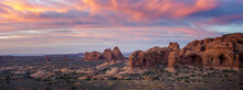 Red Rocks In Arches National Park With Sunset