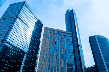 Wall Mural - Business district Moskva-city. Russia capital. Skyscrapers in center of Moscow. Office rental in capital of Russia. Office real estate in Moscow. High-rise buildings on the background blue sky.