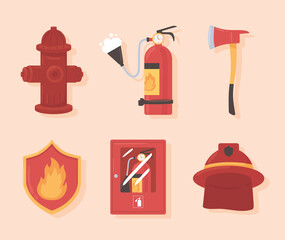 Wall Mural - set of fire extinguisher