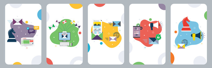Poster - Strategy, communication, safety, marketing and business icons.