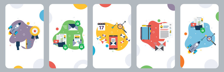 Poster - Strategy, communication, safety, marketing and business icons.