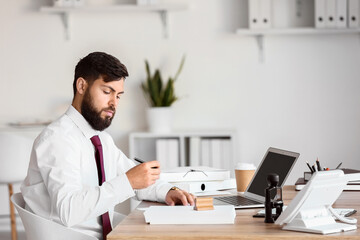 Poster - Male notary public working in office