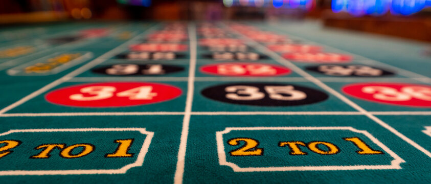 blackjack table close-up, selective focus