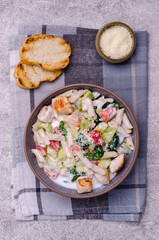 Wall Mural - Traditional pasta with poultry and vegetables