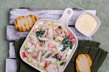 Wall Mural - Traditional pasta with poultry and vegetables