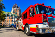 Fire Engine Truck, Frontenac Castle In Quebec