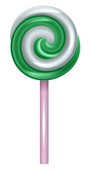 Wall Mural - Green mint sweet christmas lollipop round spiral on stick