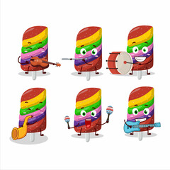 Sticker - Cartoon character of gummy candy rainbow playing some musical instruments