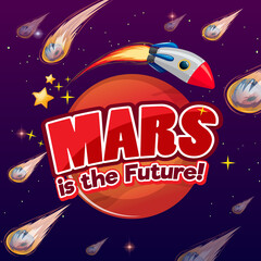 Wall Mural - Mars is the future cartoon banner