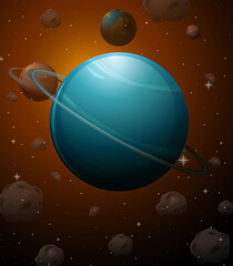 Wall Mural - Uranus planet on space background