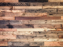 Old Brown Vintage Wooden Planks Wall Vintage Texture Abstract For Background For Design And Decoration. Wood Material Backdrop For Vintage Wallpaper. Reclaimed Wood Background.
