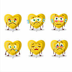 Canvas Print - Yellow love candy cartoon character with sad expression