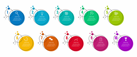 Fototapete - Infographics design vector and business icons with 10 options for presentation and web site	