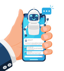 Poster - Smartphone with Chat Bot Speak in Bubble on Screen