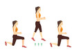 Sport women doing exercise with Scissor Jumps pose for cardiovascular health. Cartoon for Workout diagram about exercise posture to burn fat.