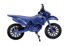 Blue Toy Motorcycle On A White Background, Isolated Image