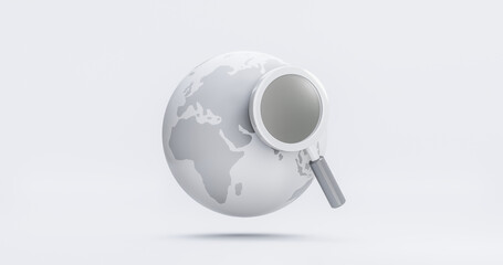 Poster - find magnifying glass symbol of exploration geography earth or search world map travel trip and loca