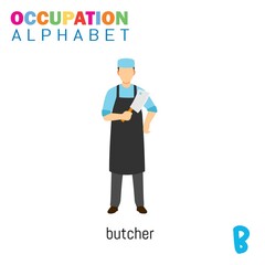 Vector Illustration of alphabet occupation with B letter. Suitable for Education purposes.