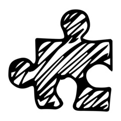 hand drawn doodle of puzzle piece Simple flat vector illustration