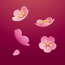 3D Falling Pink Flowers