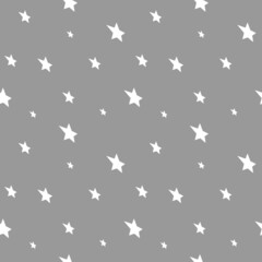 Wall Mural - Seamless pattern. White stars on gray background