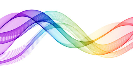 Fototapete - Vector abstract colorful flowing wave lines isolated on white background. Design element for wedding invitation, greeting card