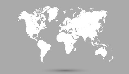  World map. Color vector modern. Silhouette map.	