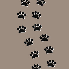 Wall Mural - Puppy paws prints on a beige background vector high quality editable and scalable illustration