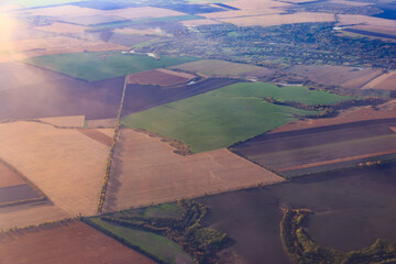 Wall Mural - Aerial view of the fields and river