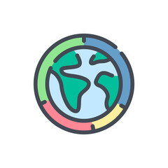 Poster - planet earth statistics color line icon. global report and analytics vector outline colorful sign.
