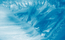 Abstract Ice Frost Natural Background With Hoarfrost Crystals.