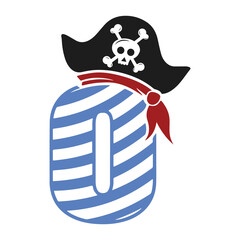 Canvas Print - Pirates Birthday Number 0 Monogram design Pirates  zero