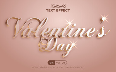 Poster - valentine's day text effect gold luxury style. editable text effect.