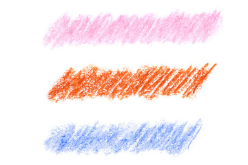 Poster - set of colored oil pencil strokes isolated on white background