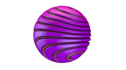 Poster - 3d rendering of an abstract purple sphere with a wavy surface. The sphere is isolated on a white background.