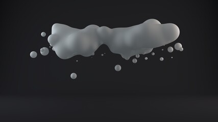 Poster - 3d rendering of an abstract cloud of milky, white droplets in a black space. Futuristic design, beautiful illustration for screensavers, background images, desktop and wallpaper.
