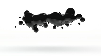 Poster - 3d rendering of an abstract cloud of black oil droplets on a white background. Futuristic design, beautiful illustration for screensavers, background images, desktop and wallpaper.