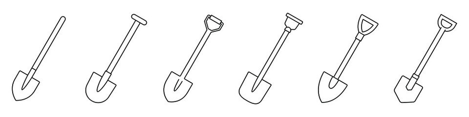 Wall Mural - shovel icon. shovel for digging and construction. set of shovels. hand tool icon. vector illustratio