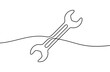 © chekman - Continuous line drawing of wrench. Wrench linear icon. One line drawing background. Vector illustration. Wrench continuous line icon.