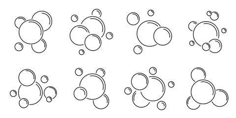 Wall Mural - Bubbles icon. Foam line icon. Vector illustration. Set linear icons of bubbles or foam.