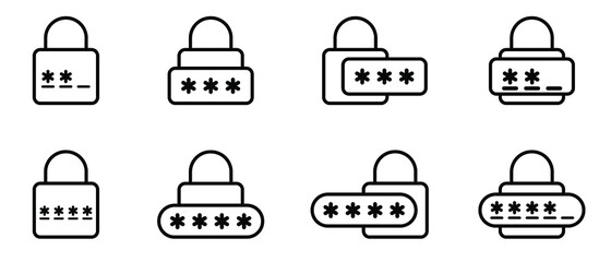 Canvas Print - password icon. login icon. vector illustration. set of varied pincode flat icons. cyber security bla