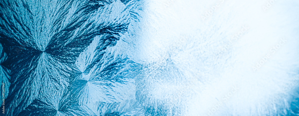 Winter background and Christmas art concept. Ice frost on frozen window ...